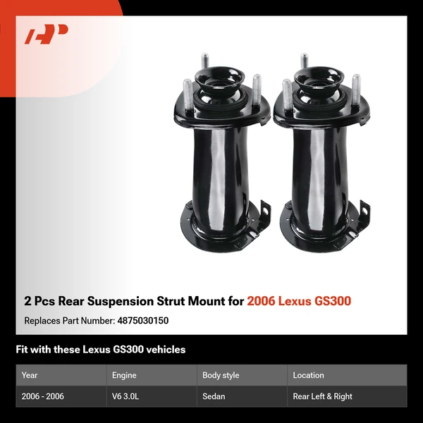 2 Pcs Rear Suspension Strut Mount for 2006 Lexus GS300