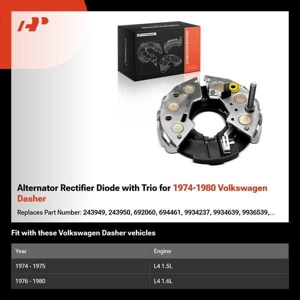 Alternator Rectifier Diode with Trio for 1974-1980 Volkswagen Dasher
