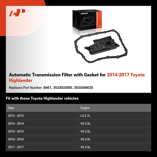Automatic Transmission Filter with Gasket for 2014-2017 Toyota Highlander