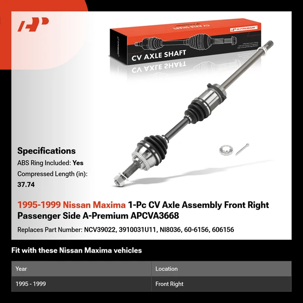 1995-1999 Nissan Maxima 1-Pc CV Axle Assembly Front Right Passenger Side A-Premium APCVA3668