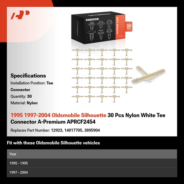 1995 1997-2004 Oldsmobile Silhouette 30 Pcs Nylon White Tee Connector A-Premium APRCF2454