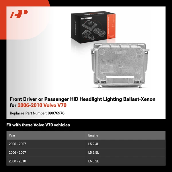 Front Driver or Passenger HID Headlight Lighting Ballast-Xenon for 2006-2010 Volvo V70