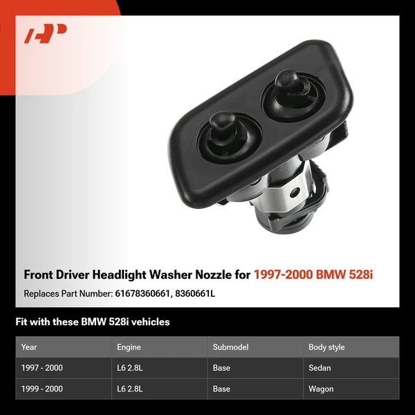 Front Driver Headlight Washer Nozzle for 1997-2000 BMW 528i