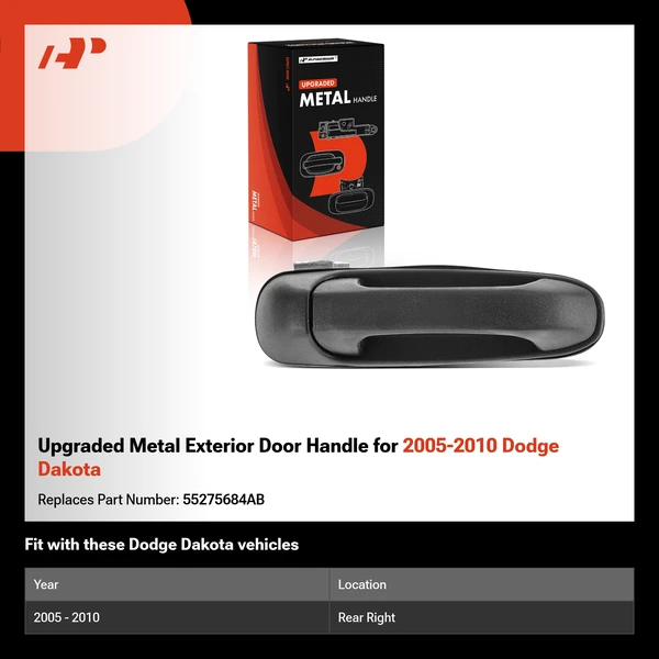 Upgraded Metal Exterior Door Handle for 2005-2010 Dodge Dakota