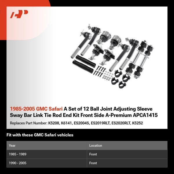 1985-2005 GMC Safari A Set of 12 Ball Joint Adjusting Sleeve Sway Bar Link Tie Rod End Kit Front Side A-Premium APCA1415