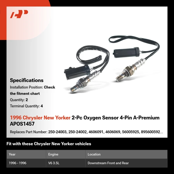 1996 Chrysler New Yorker 2-Pc Oxygen Sensor 4-Pin A-Premium APOS1457