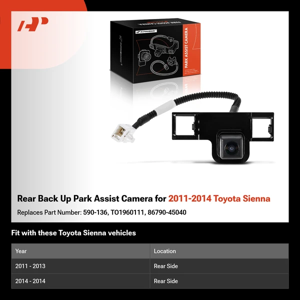 Rear Back Up Park Assist Camera for 2011-2014 Toyota Sienna