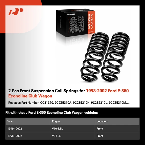 2 Pcs Front Suspension Coil Springs for 1998-2002 Ford E-350 Econoline Club Wagon
