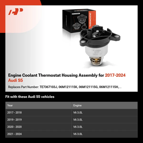 Engine Coolant Thermostat Housing Assembly for 2017-2024 Audi S5