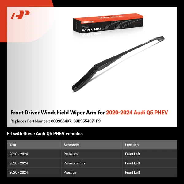 Front Driver Windshield Wiper Arm for 2020-2024 Audi Q5 PHEV