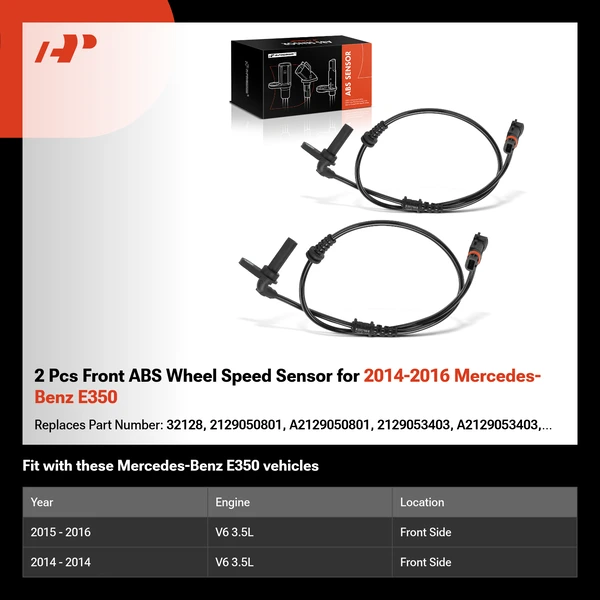2 Pcs Front ABS Wheel Speed Sensor for 2014-2016 Mercedes-Benz E350