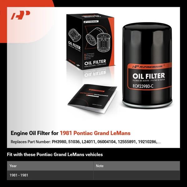 Engine Oil Filter for 1981 Pontiac Grand LeMans