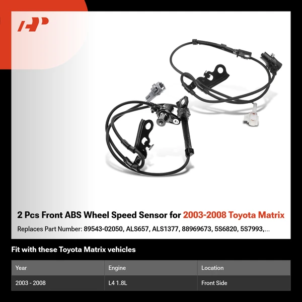2 Pcs Front ABS Wheel Speed Sensor for 2003-2008 Toyota Matrix
