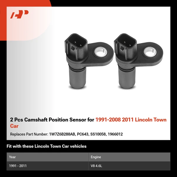 2 Pcs Camshaft Position Sensor for 1991-2008 2011 Lincoln Town Car
