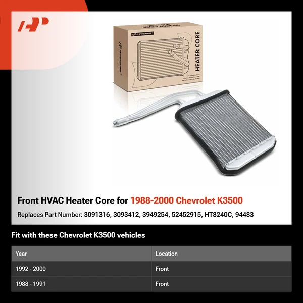 Front HVAC Heater Core for 1988-2000 Chevrolet K3500