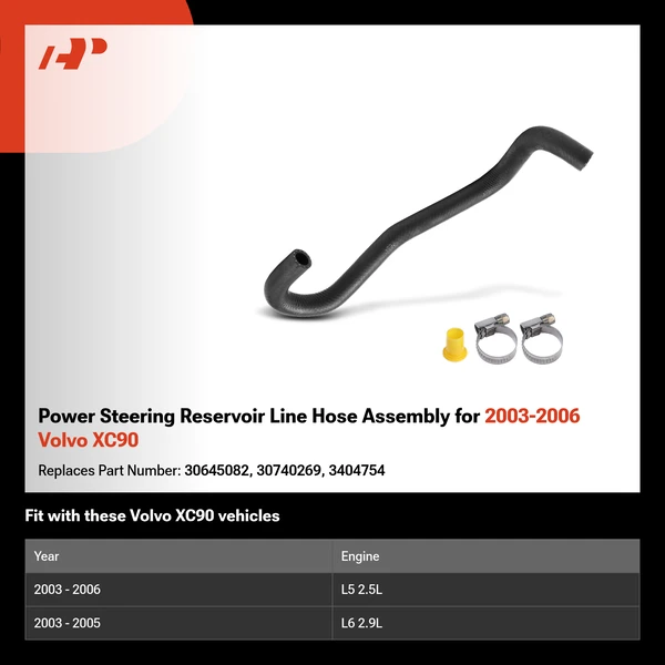 Power Steering Reservoir Line Hose Assembly for 2003-2006 Volvo XC90