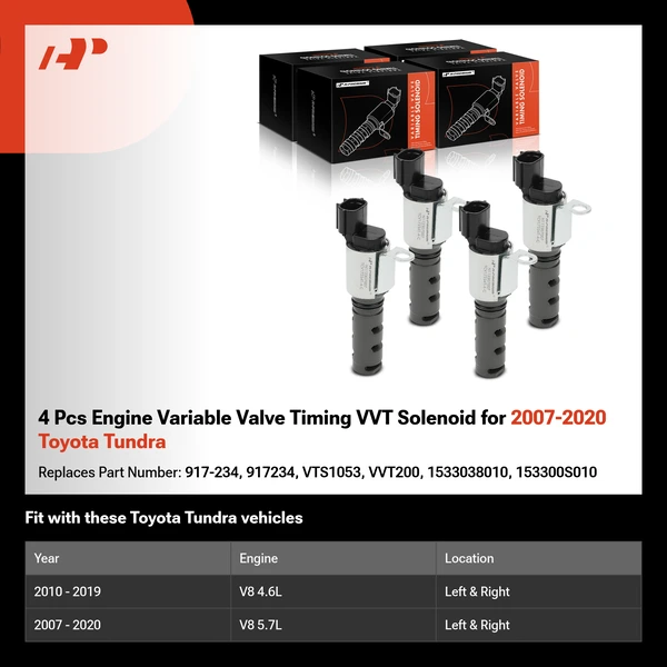 4 Pcs Engine Variable Valve Timing VVT Solenoid for 2007-2020 Toyota Tundra