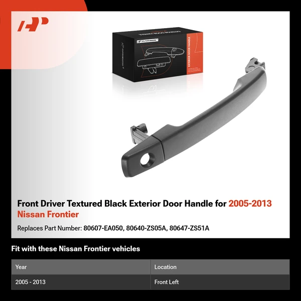 Front Driver Textured Black Exterior Door Handle for 2005-2013 Nissan Frontier