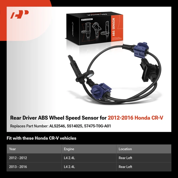 Rear Driver ABS Wheel Speed Sensor for 2012-2016 Honda CR-V