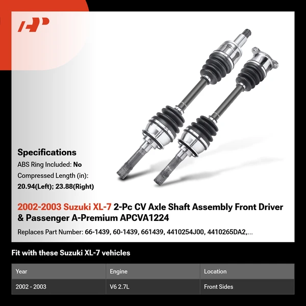 2002-2003 Suzuki XL-7 2-Pc CV Axle Shaft Assembly Front Driver & Passenger A-Premium APCVA1224