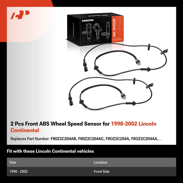 2 Pcs Front ABS Wheel Speed Sensor for 1998-2002 Lincoln Continental