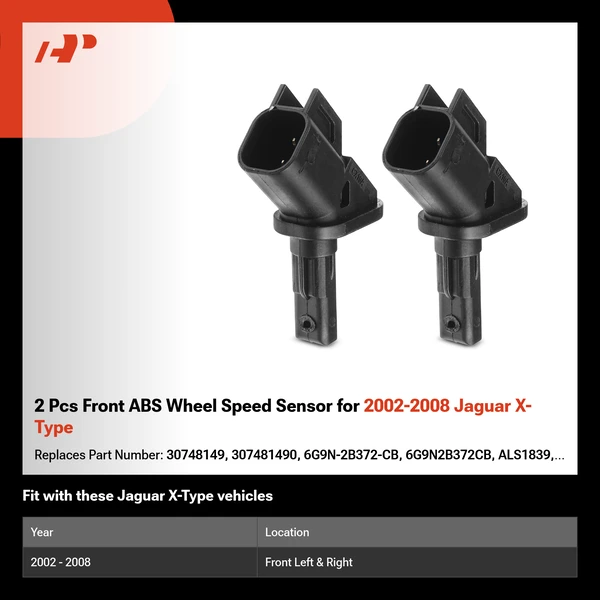 2 Pcs Front ABS Wheel Speed Sensor for 2002-2008 Jaguar X-Type