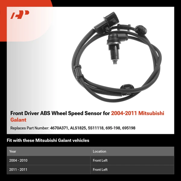 Front Driver ABS Wheel Speed Sensor for 2004-2011 Mitsubishi Galant