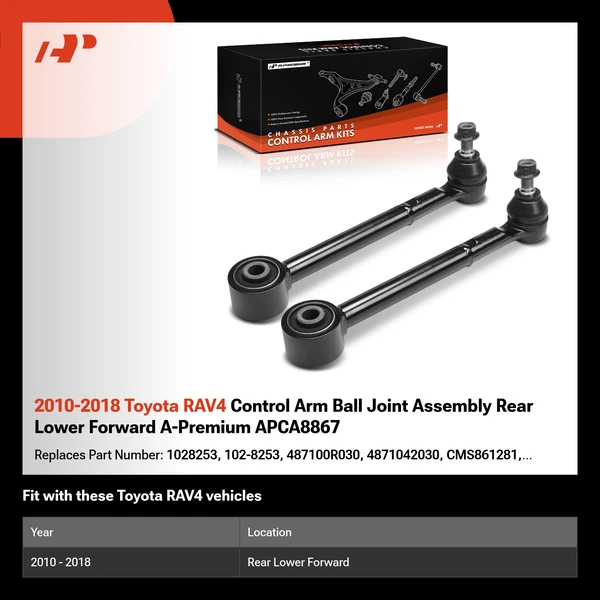 2010-2018 Toyota RAV4 Control Arm Ball Joint Assembly Rear Lower Forward A-Premium APCA8867