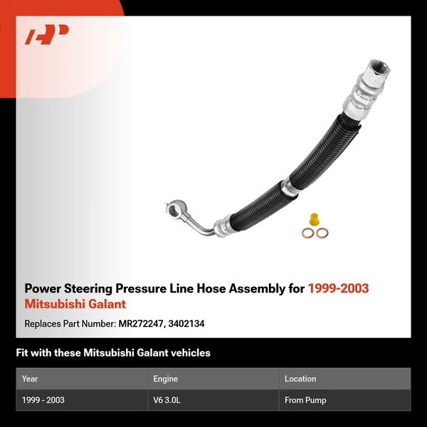 Power Steering Pressure Line Hose Assembly for 1999-2003 Mitsubishi Galant