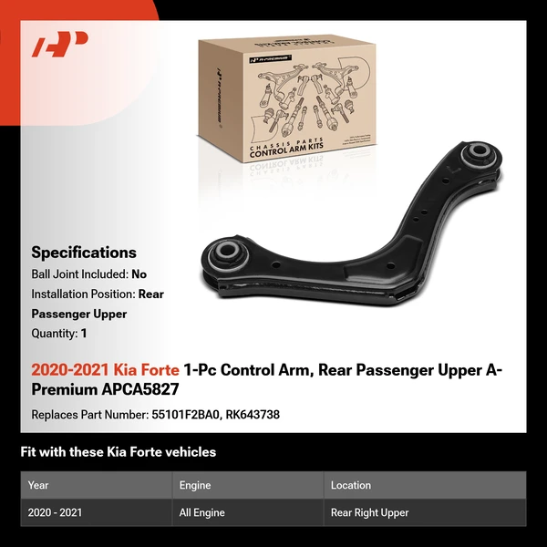 2020-2021 Kia Forte 1-Pc Control Arm, Rear Passenger Upper A-Premium APCA5827