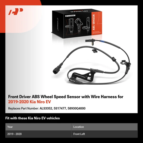 Front Driver ABS Wheel Speed Sensor with Wire Harness for 2019-2020 Kia Niro EV
