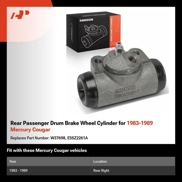 Rear Passenger Drum Brake Wheel Cylinder for 1983-1989 Mercury Cougar