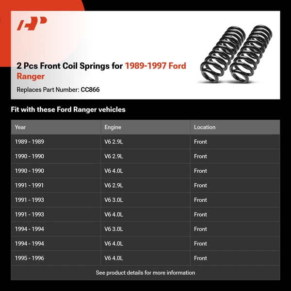 2 Pcs Front Coil Springs for 1989-1997 Ford Ranger