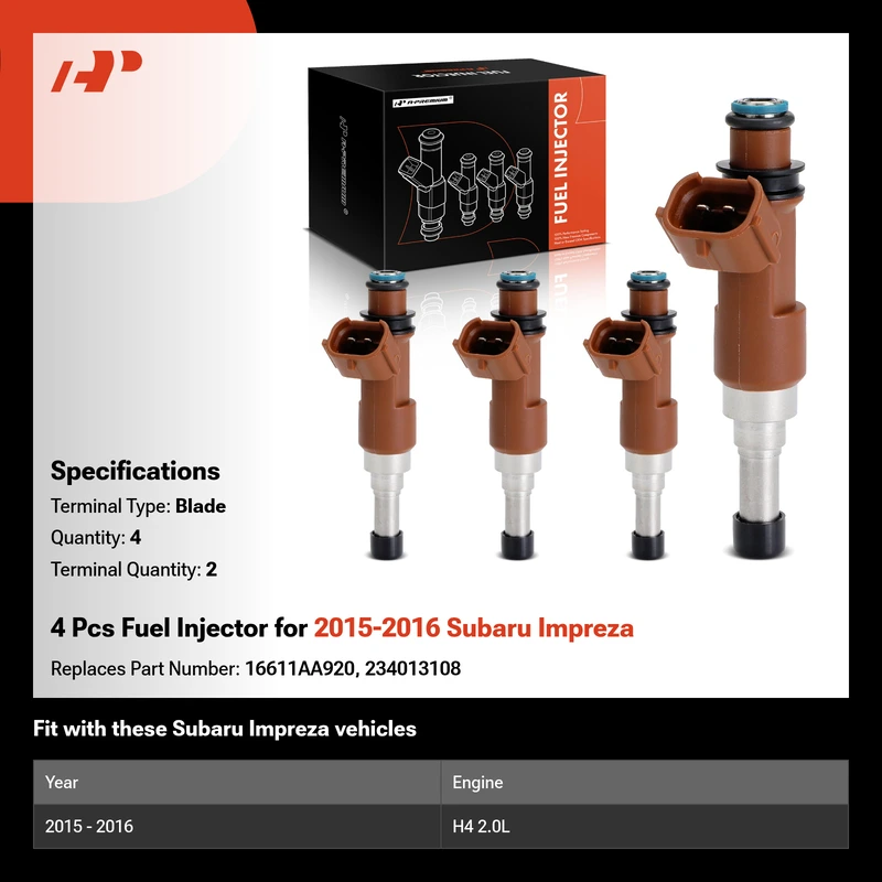 4 Pcs Fuel Injector for 2015-2016 Subaru Impreza