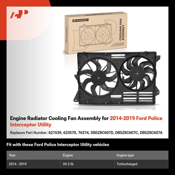 Engine Radiator Cooling Fan Assembly for 2014-2019 Ford Police Interceptor Utility