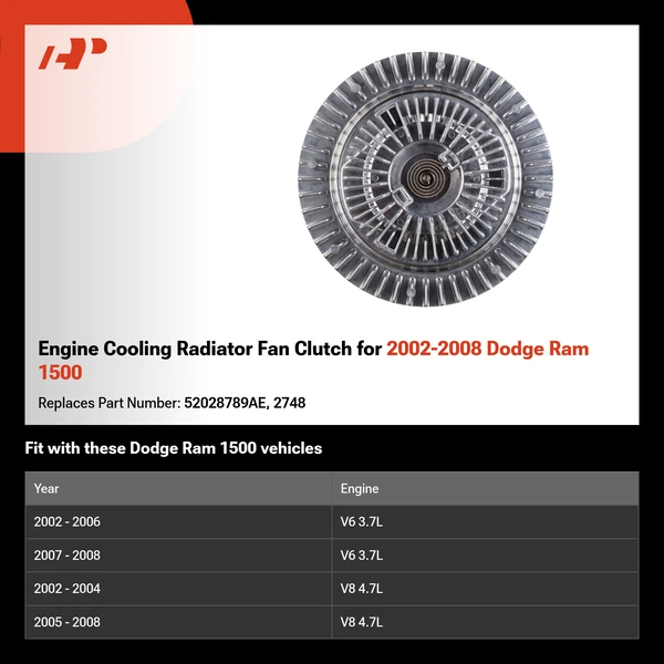Engine Cooling Radiator Fan Clutch for 2002-2008 Dodge Ram 1500