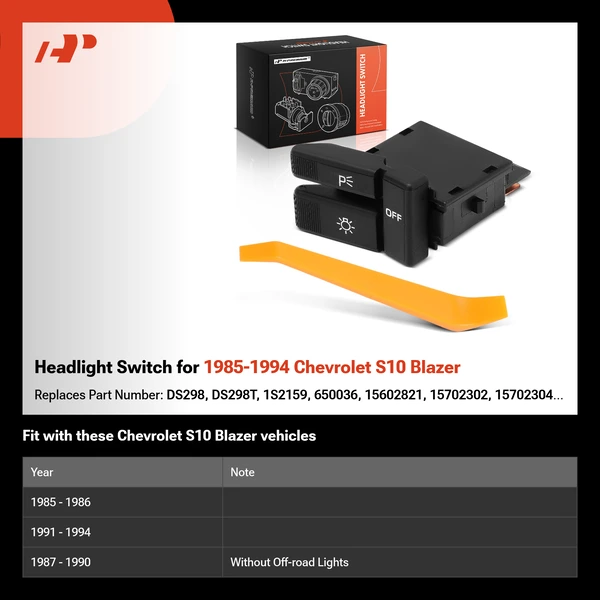 Headlight Switch for 1985-1994 Chevrolet S10 Blazer