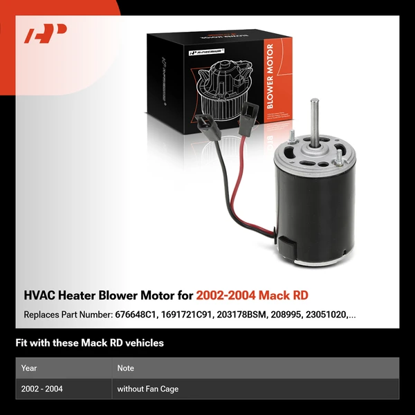 HVAC Heater Blower Motor for 2002-2004 Mack RD