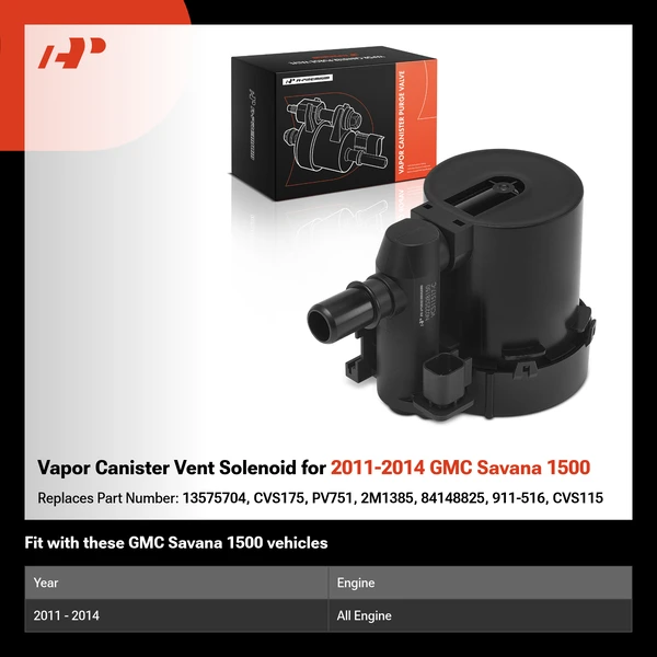 Vapor Canister Vent Solenoid for 2011-2014 GMC Savana 1500