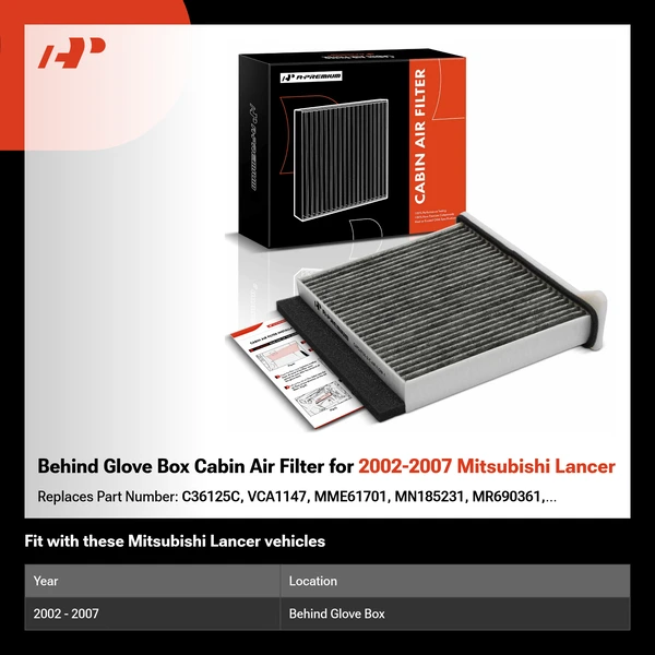 Behind Glove Box Cabin Air Filter for 2002-2007 Mitsubishi Lancer