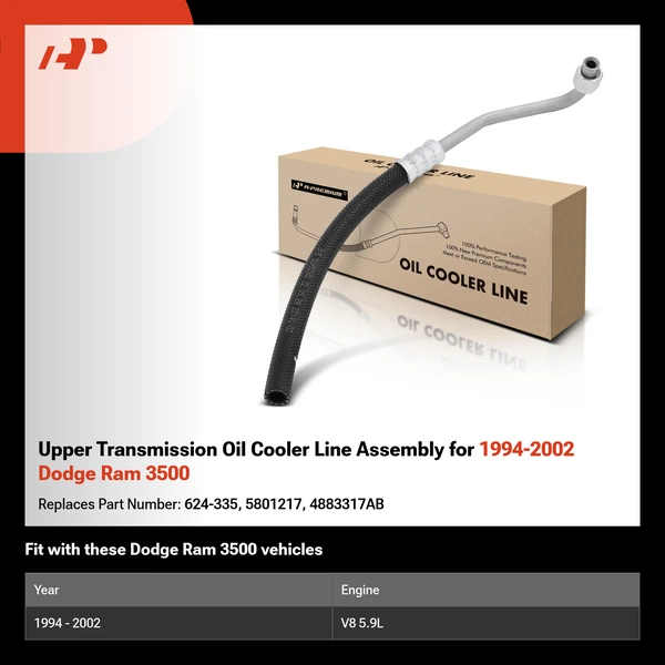 Upper Transmission Oil Cooler Line Assembly for 1994-2002 Dodge Ram 3500