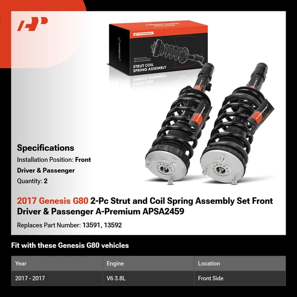 2017 Genesis G80 2-Pc Strut and Coil Spring Assembly Set Front Driver & Passenger A-Premium APSA2459