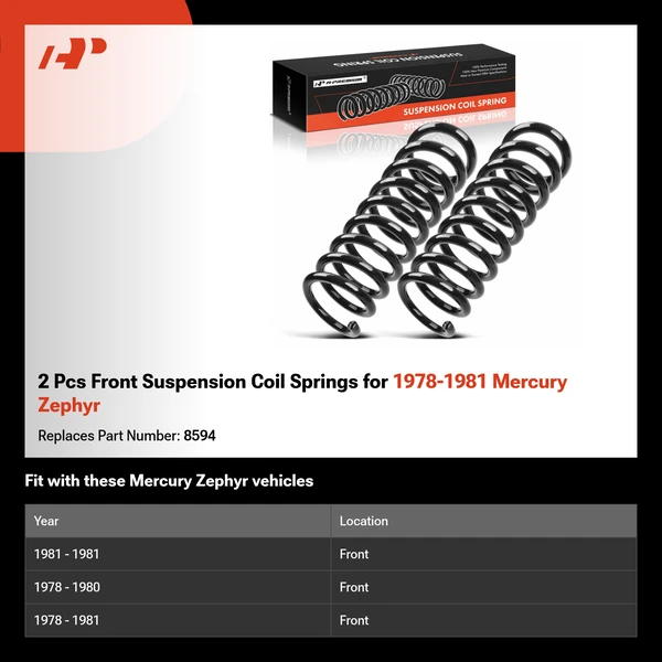 2 Pcs Front Suspension Coil Springs for 1978-1981 Mercury Zephyr