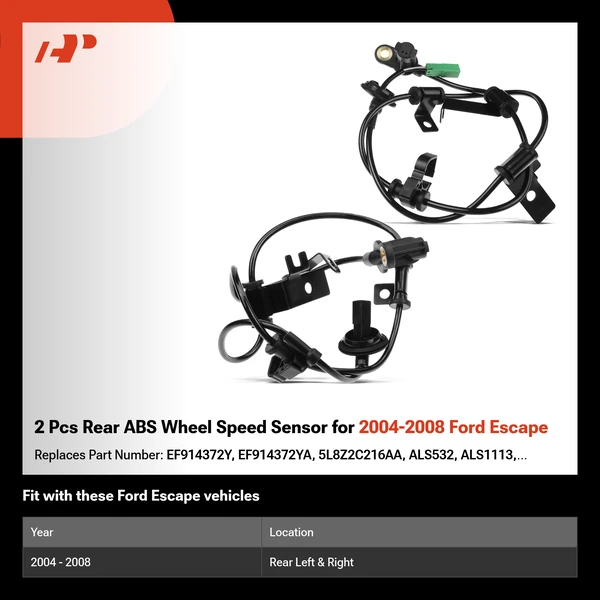 2 Pcs Rear ABS Wheel Speed Sensor for 2004-2008 Ford Escape