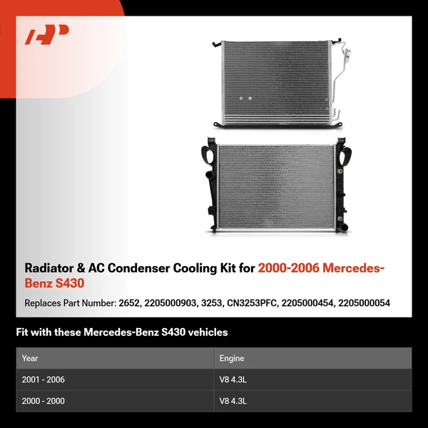 Radiator & AC Condenser Cooling Kit for 2000-2006 Mercedes-Benz S430