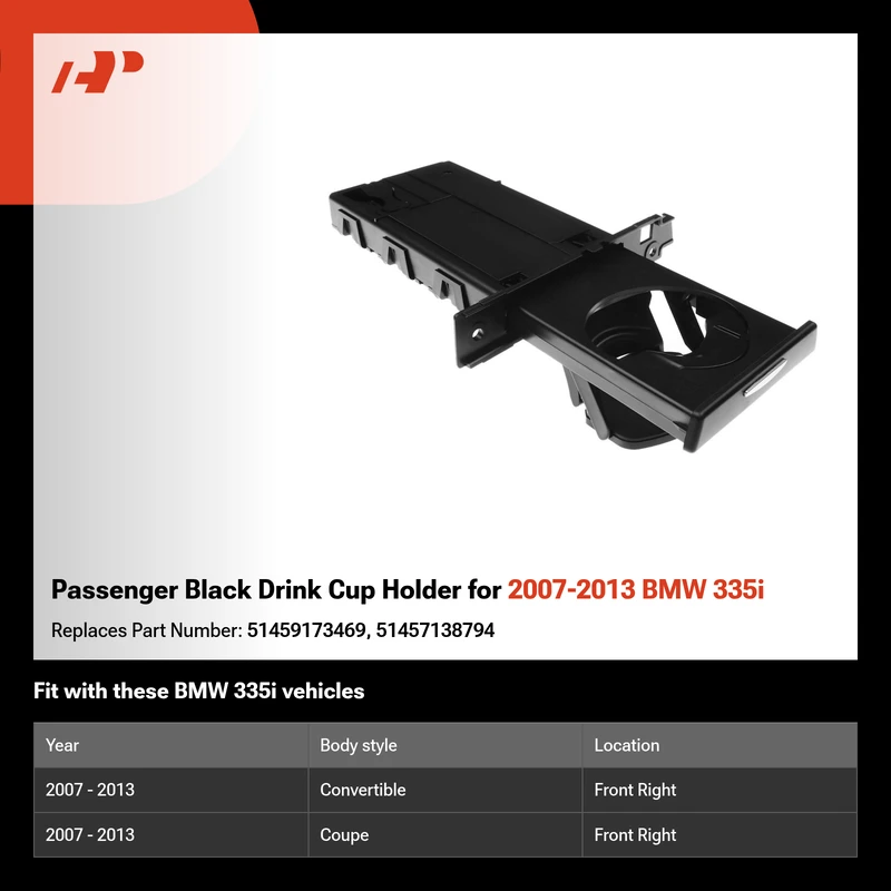 Passenger Black Drink Cup Holder for 2007-2013 BMW 335i
