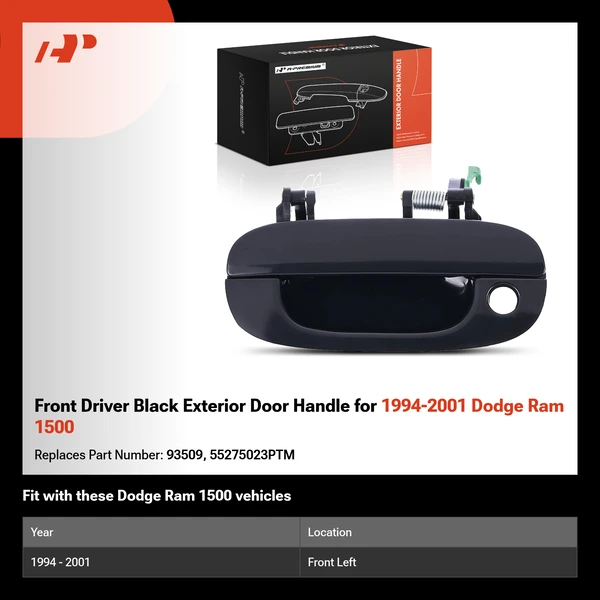 Front Driver Black Exterior Door Handle for 1994-2001 Dodge Ram 1500