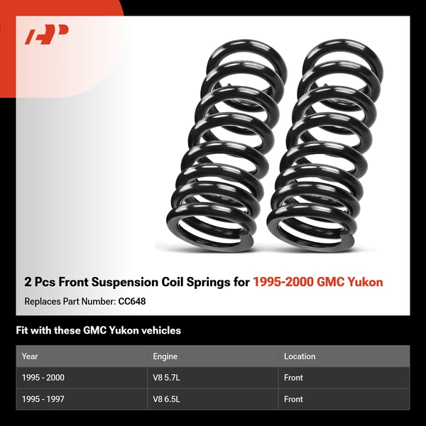 2 Pcs Front Suspension Coil Springs for 1995-2000 GMC Yukon