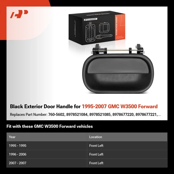 Black Exterior Door Handle for 1995-2007 GMC W3500 Forward