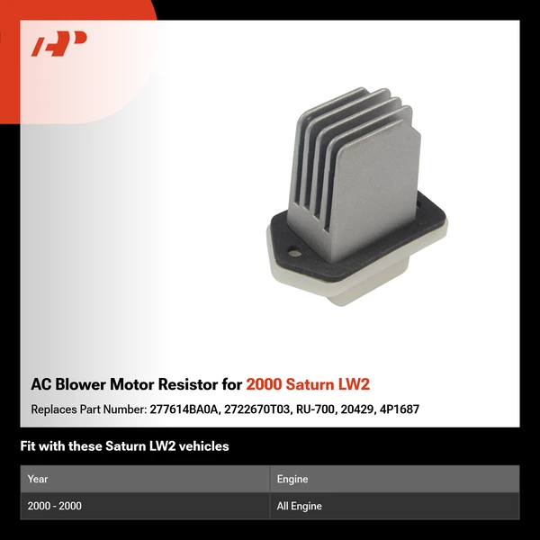 AC Blower Motor Resistor for 2000 Saturn LW2